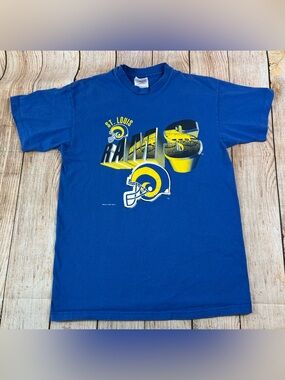 Vintage 1997 Hanes NFL St Louis Rams Football Blue T Shirt Size Youth XL 18-20